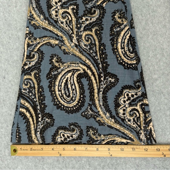 Free People Womens Pants Flare Bell Bottom Linen Blend Paisley Retro Blue Small - Picture 14 of 14